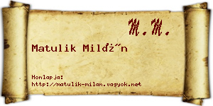 Matulik Milán névjegykártya